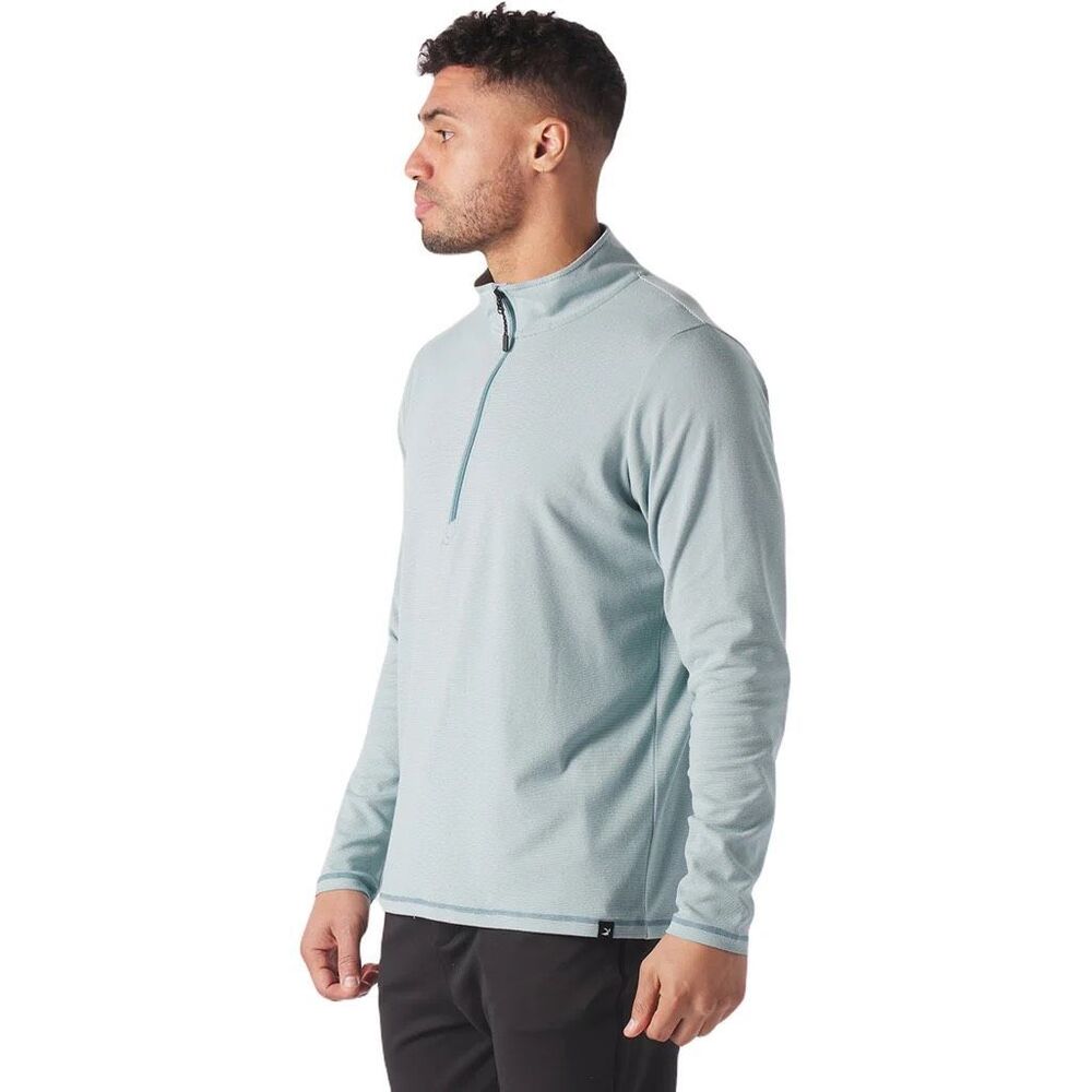 GLYDER Men’s Lagoon White Striped Long Sleeve 1/4 Zip Pullover Size Large